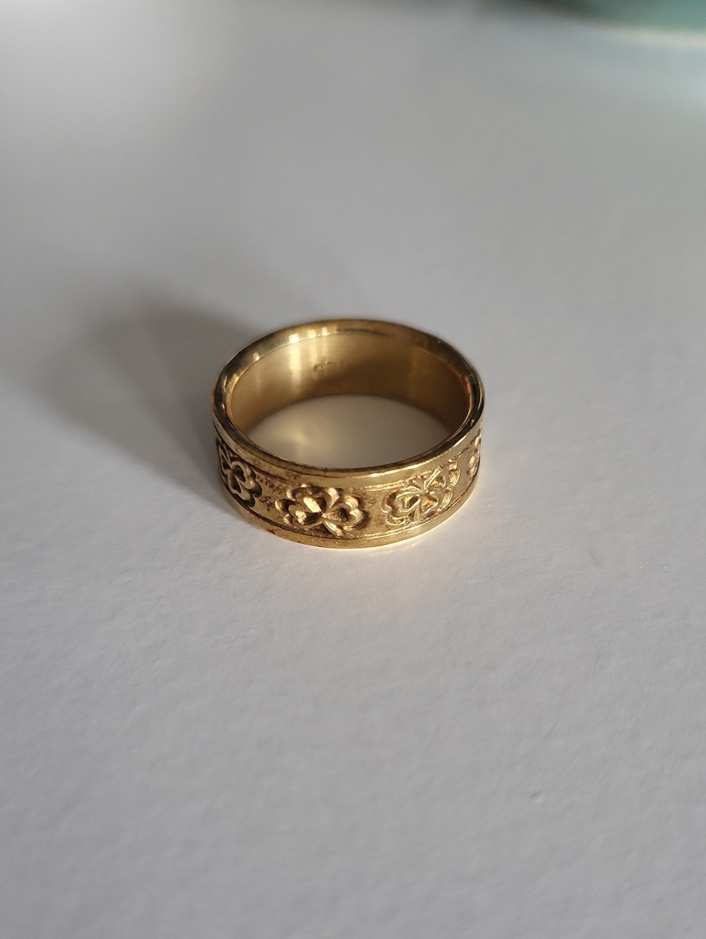 925 Sterling Silver Floral Band Ring, Gold Plated
